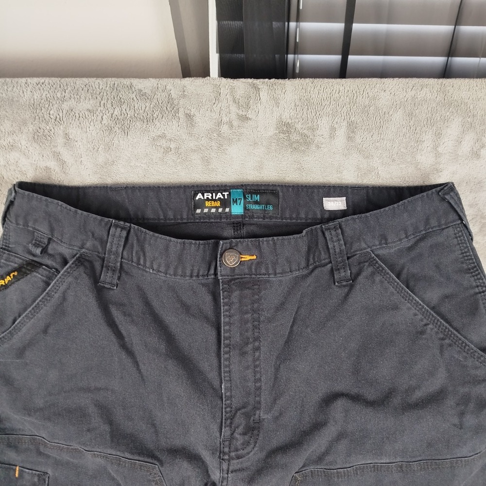 Ariat Rebar M7 Slim Straight Leg Black Jeans Mens Size 38x32 Workwear‎ - Picture 4 of 14